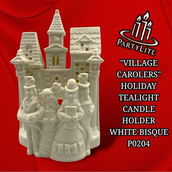 PartyLite Village Carolers Tealight Candle Holder Bisque Porcelain PO204 - Picture 1 of 13